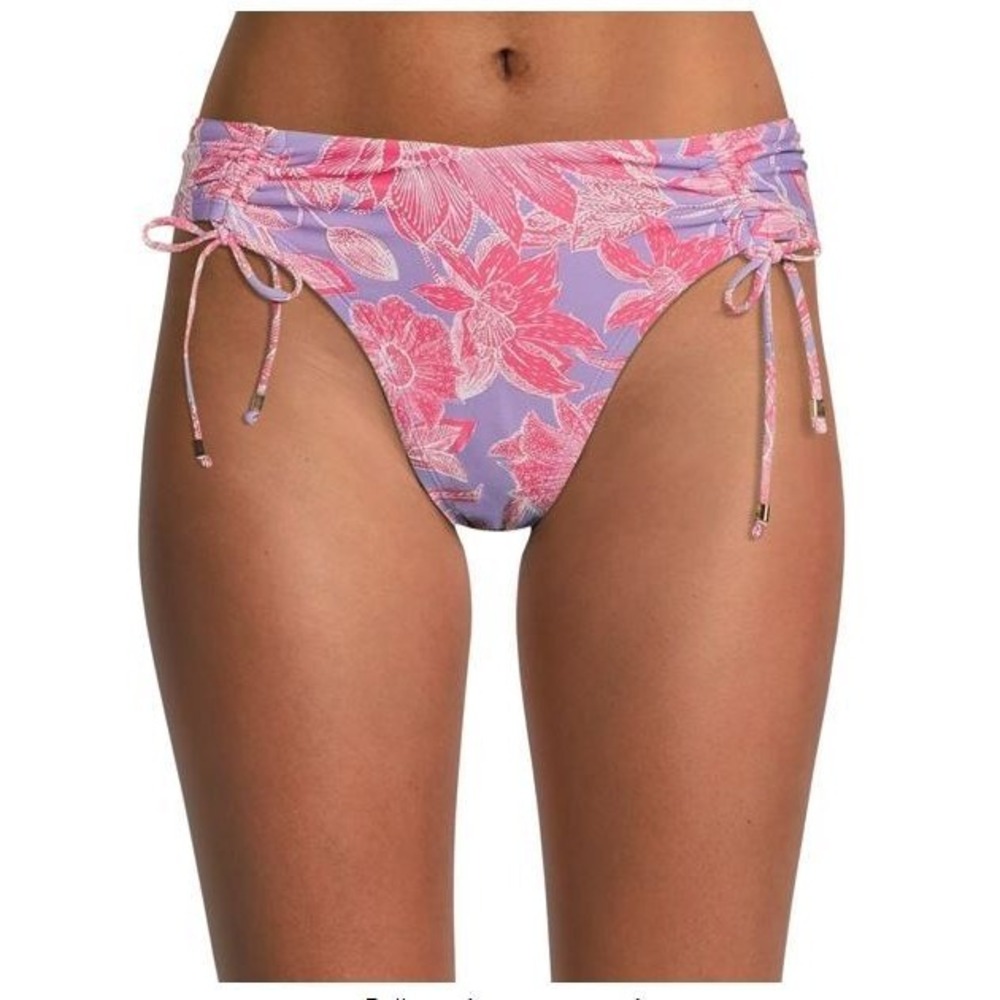 NEW Time & Tru Low Rise Cheeky Bikini Bottom Pink Purple Paisley size 3X 24w-26w